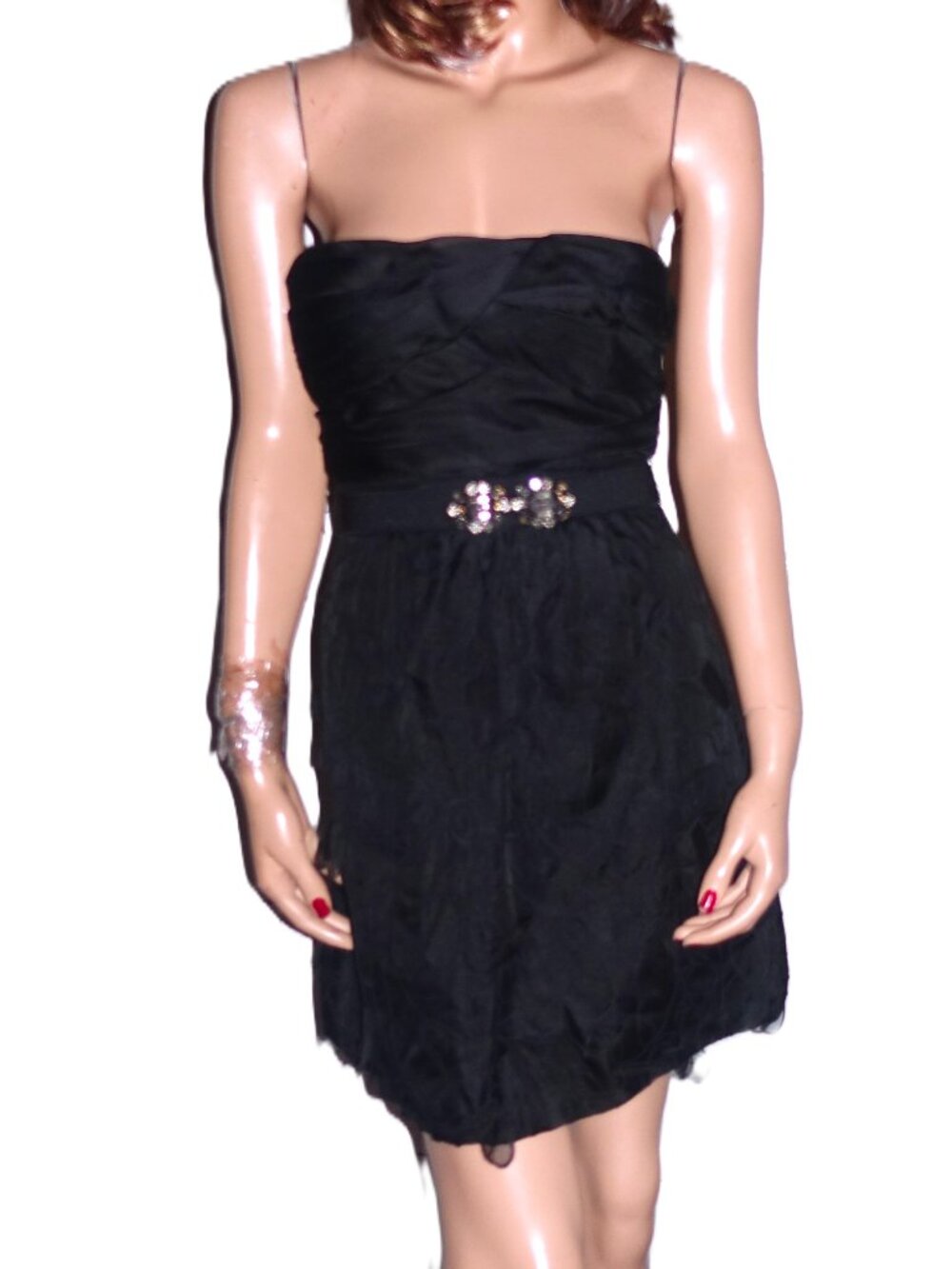 BCBGMaxazria Black Silk Leafy Party Dress 2